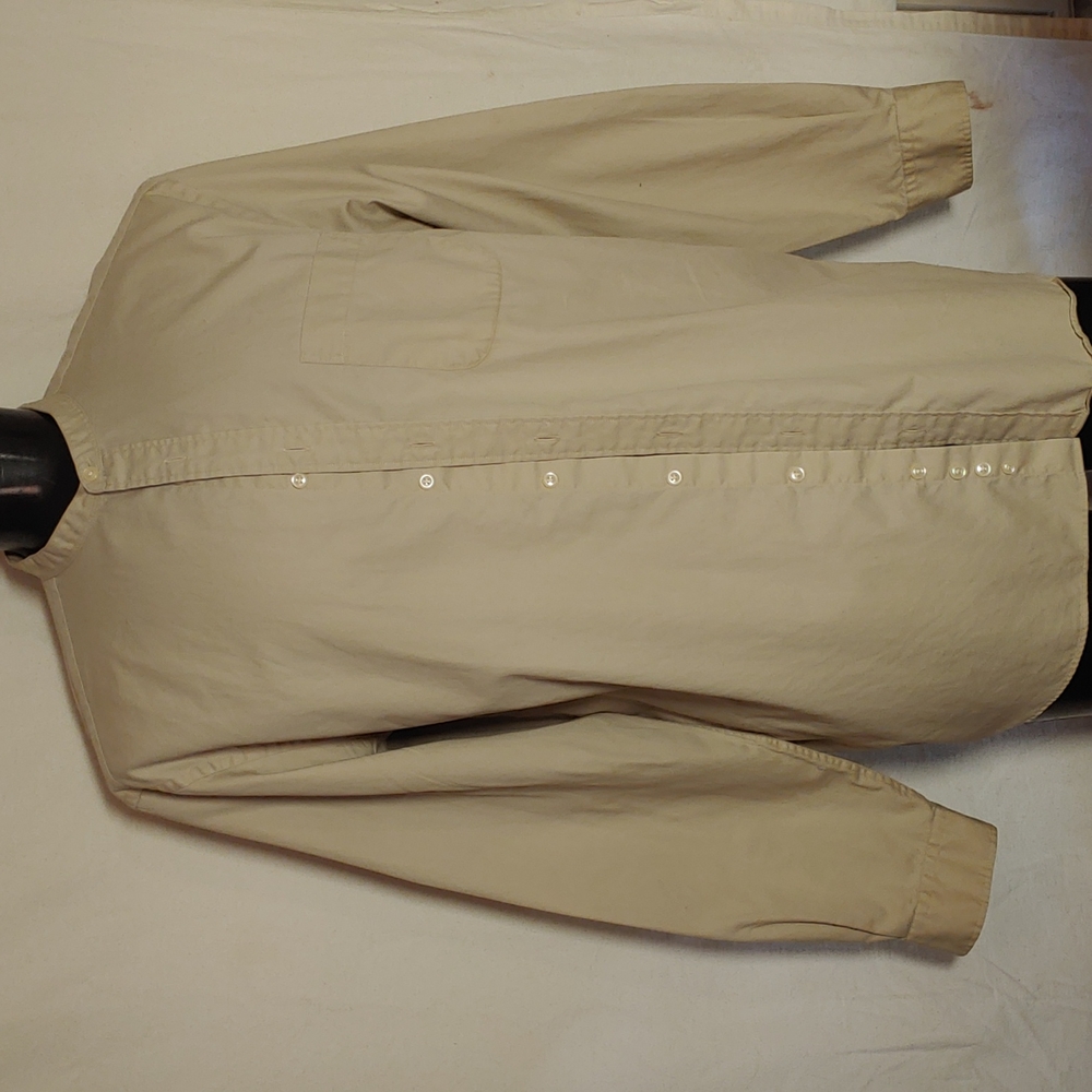 Man's Eddie Bauer banded collar shirt.